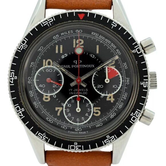 Vintage 1960's Paul Portinoux 39mm Mechanical 17J Chronograph Watch Valjoux 7736 - Picture 3 of 12